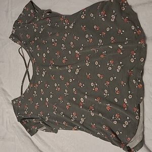 Green floral blouse